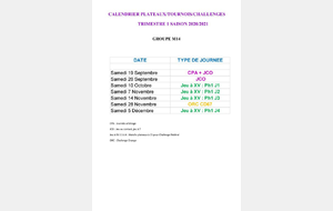 Calendrier tournois M14